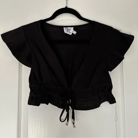 NWOT Princess Polly US 0 Jamison Reid Crop Top Black - Picture 10 of 14
